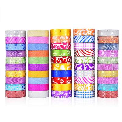 2020 hot Wholesale Custom Glitter Decorative Washi Tape glitter tape for Gift Card Decor